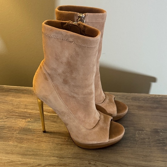 BCBGMaxAzria camel Peep-Toe Heeled Boots - Picture 10 of 11